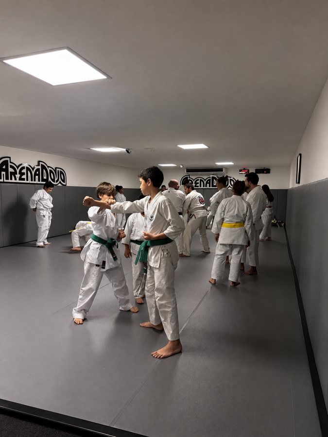 Crianças treinando no tatame da Health Way